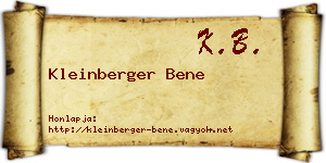 Kleinberger Bene névjegykártya
